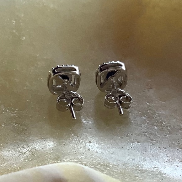 Sapphire and Diamond Earrings Sterling Silver - Picture 6 of 8